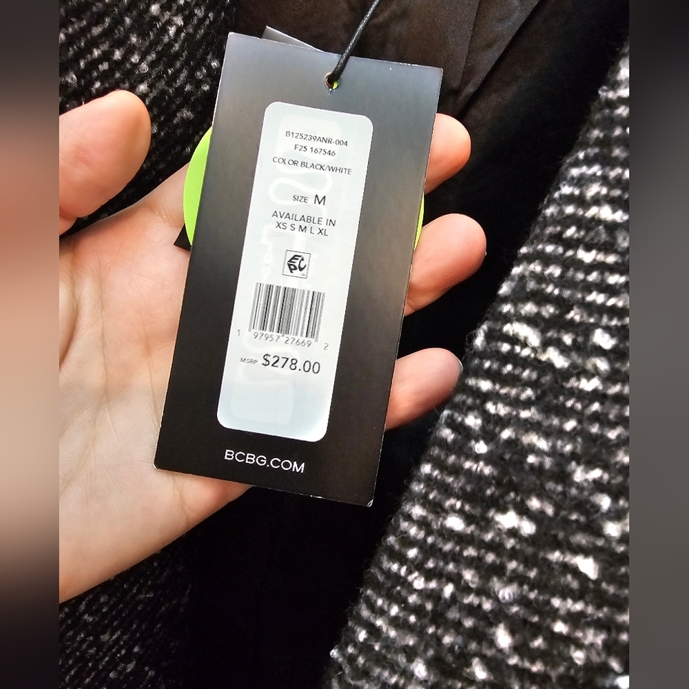BCBG Charcoal Double-Breasted Trench Coat Size M - Picture 9 of 9